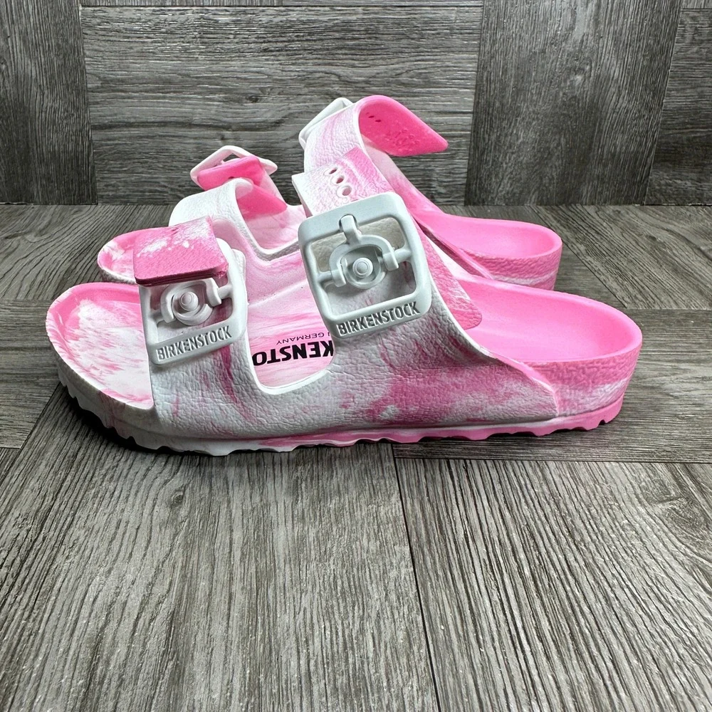 Birkenstock Arizona Sandals Kids 8 Pink White Marble EVA NEW